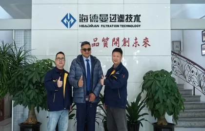 Clientes indios visitan a Zhejiang Headman para inspección, uniendo fuerzas para explorar nuevos horizontes en tecnología de filtración